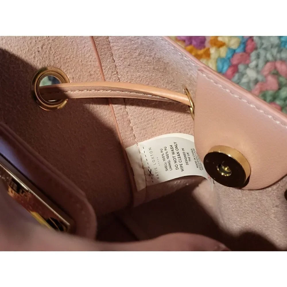 Katie Loxton Blair Bucket Bag Vegan Leather Pink Small